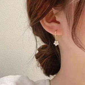 Rhinestone flower charm drop earrings